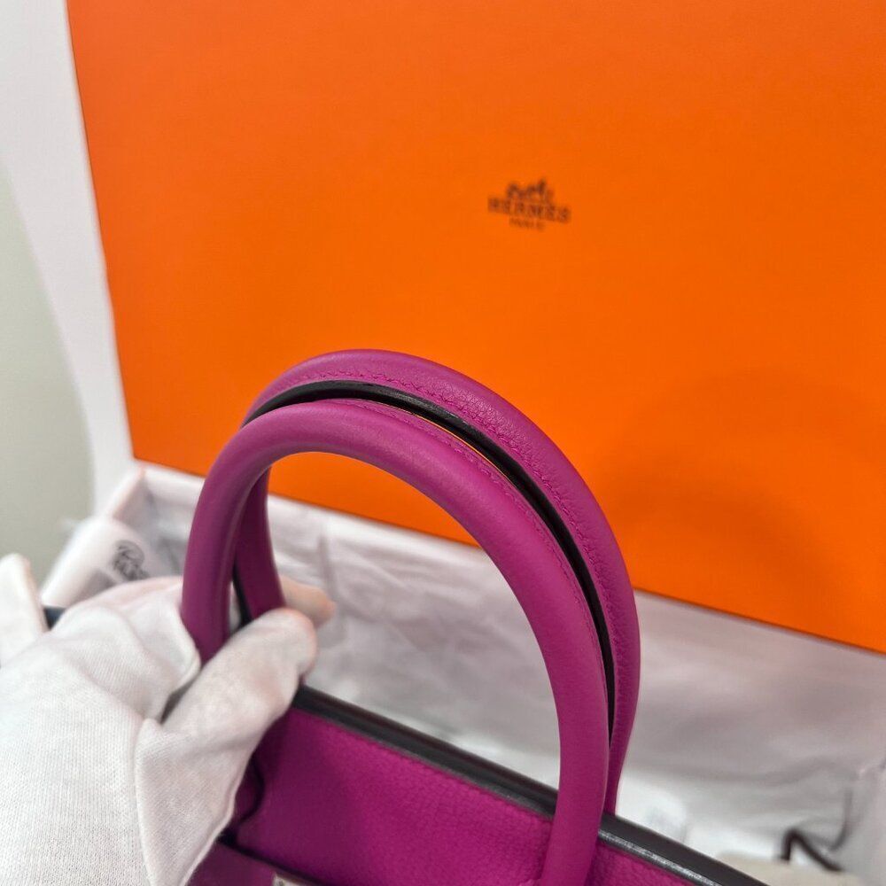 100% Authentic Hermès Birkin 30 in Rose Pourpre Togo with PHW Stamp A - Picture 8 of 14